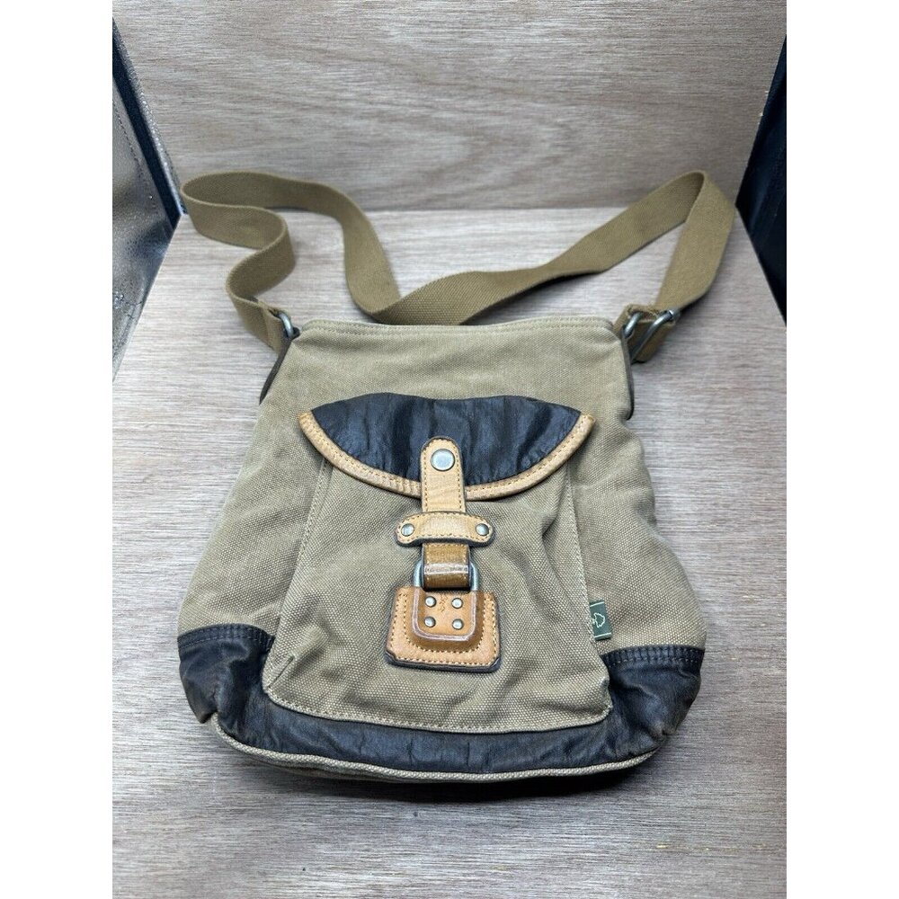 TSD Brand Rooted In California Canvas Leather Crossbody Bag Tan